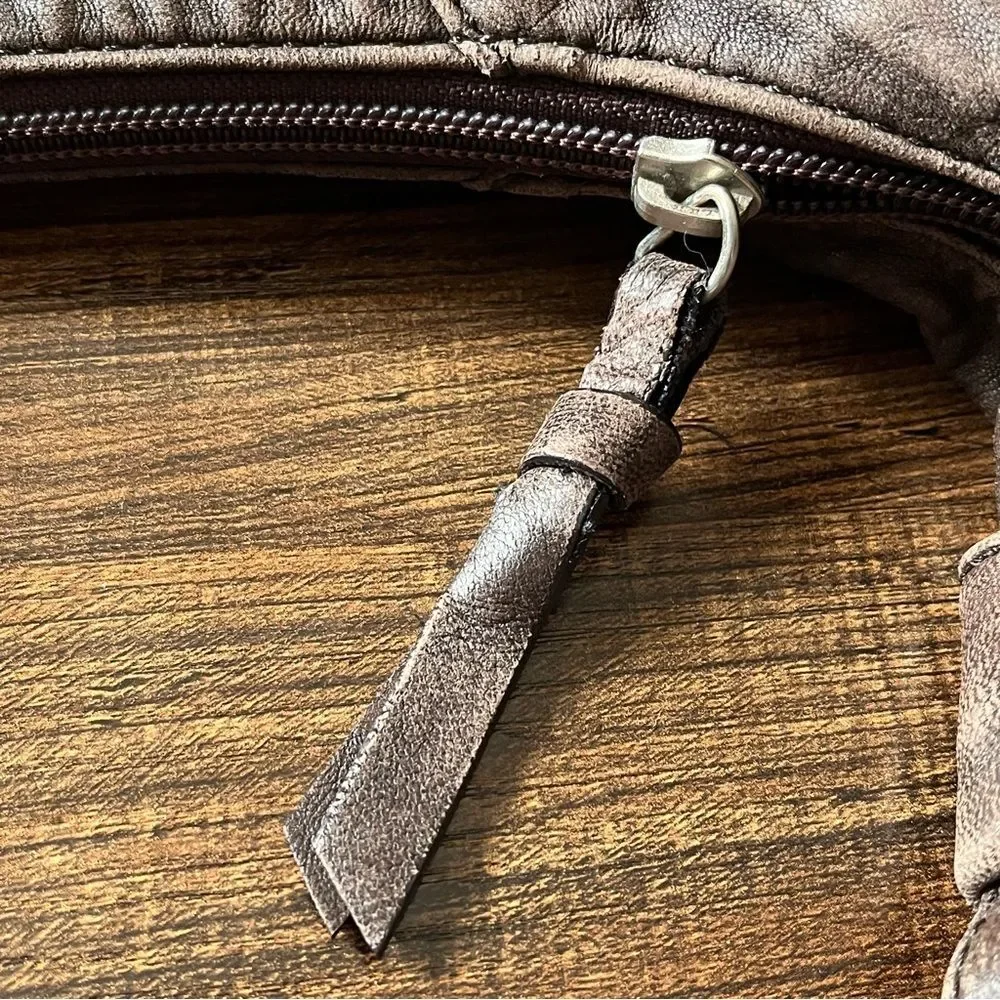 J. Jill Brown Soft Glove Leather Hobo Slouchy Shoulder Bag with Zip Top *Flaw